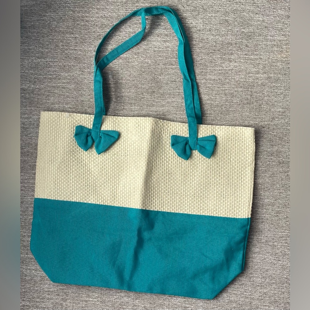Elegant Teal and Cream Tote Bag